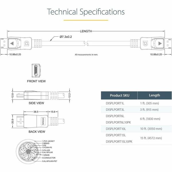 StarTech.com 10ft VESA Certified DisplayPort 1,2 Cable w/Latches, DP 4K 60Hz – Image 12