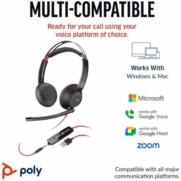 Poly Blackwire 5220 Stereo USB-C Headset + 3.5mm Plug + USB-C/A Adapter – Image 8