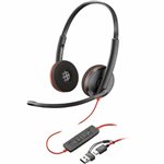 Poly Blackwire 3220 Stereo USB-C Headset +USB-C/A Adapter